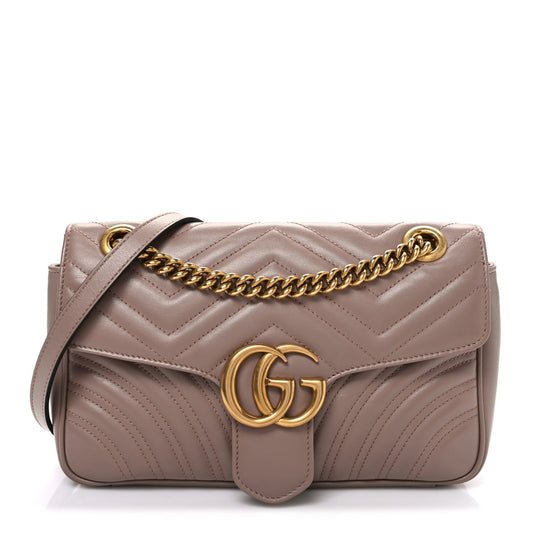Calfskin Matelasse Small GG Marmont Shoulder Bag Porcelain Rose