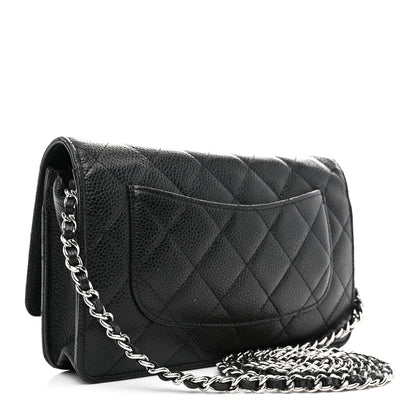 Caviar Quilted Wallet on Chain WOC Black