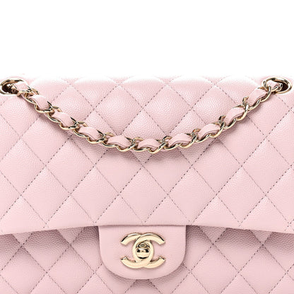 Caviar Quilted Medium Double Flap Light Pink