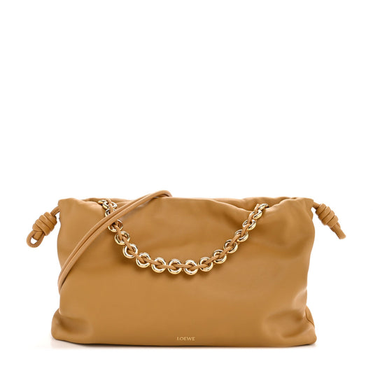 Mellow Nappa Donut Chain Large Flamenco Knot Clutch  Sahara