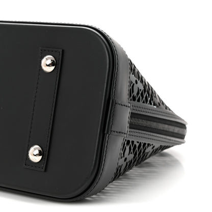 Patent Calfskin Laced Monogram Alma PM Black