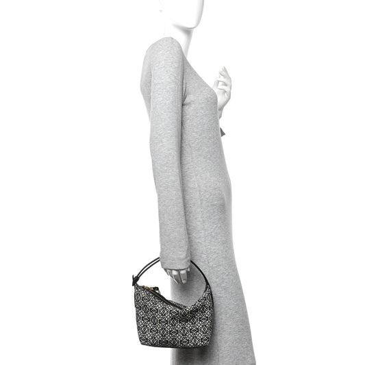 Jacquard Anagram Calfskin Small Cubi Bag Navy Black
