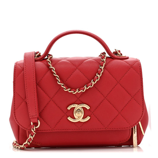 Caviar Quilted Small Business Affinity Flap Red