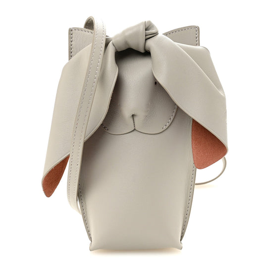 Calfskin Bunny Pouch Crossbody Bag Ghost