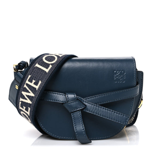 Calfskin Jacquard Mini Gate Crossbody Bag Onyx Blue