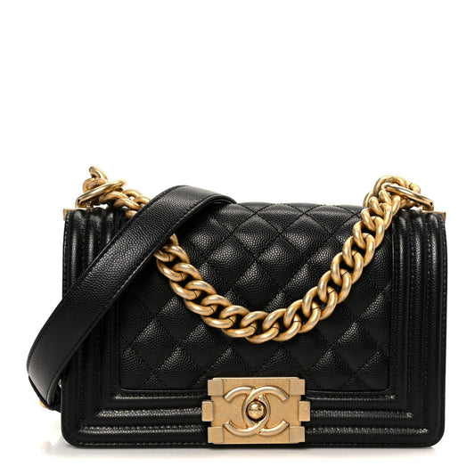 Caviar Quilted Small Boy Flap Black