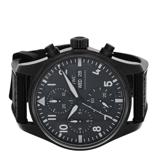 Ceramic Titanium Textile 41mm Pilot Top Gun Chronograph Automatic Watch Black IW388106