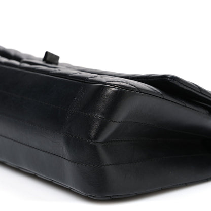 Aged Calfskin Chevron Quilted 2.55 Reissue 225 Flap So Black
