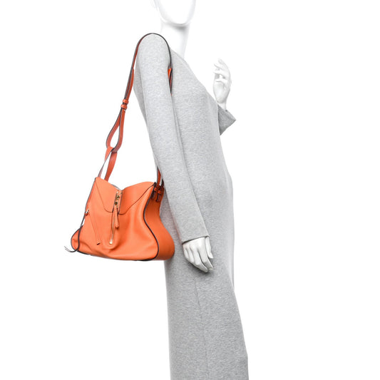 Grained Calfskin Small Hammock Shoulder Bag Apricot Orange
