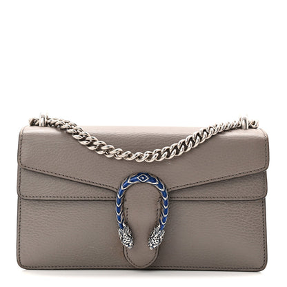 Dollar Calfskin Enamel Small Dionysus Shoulder Bag Dusty Grey Electric Blue