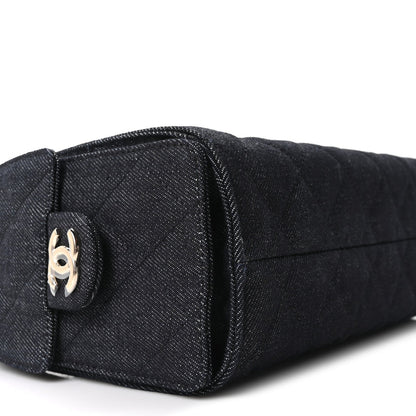 Denim Quilted Mini Chanel 25 Handbag Dark Blue