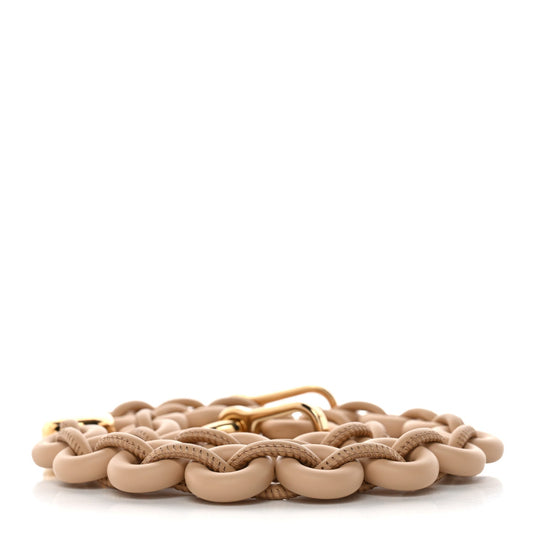 Brass Calfskin Donut Chain Shoulder Strap Silk Beige