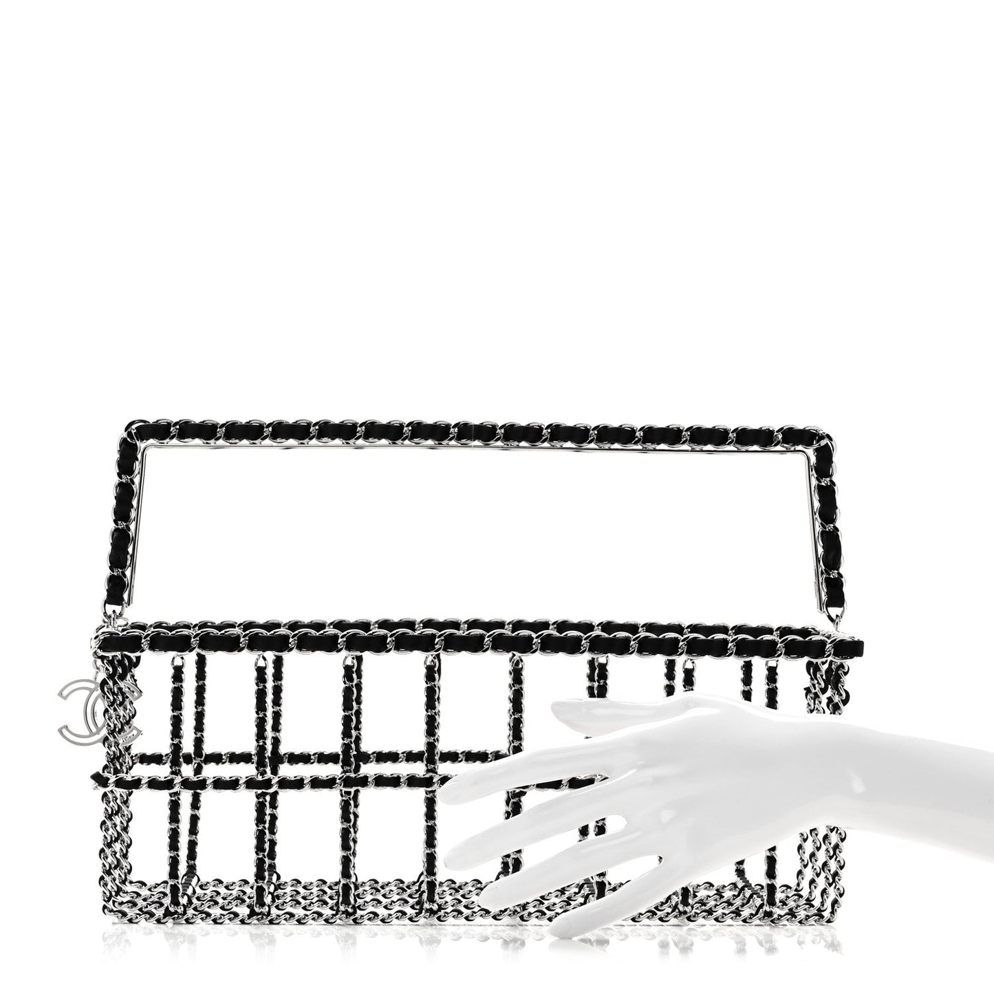 Brass Calfskin Grocery By Chanel Minaudiere Shopping Basket Silver