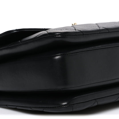 Lambskin Quilted Medium Trendy CC Flap Dual Handle Bag Black
