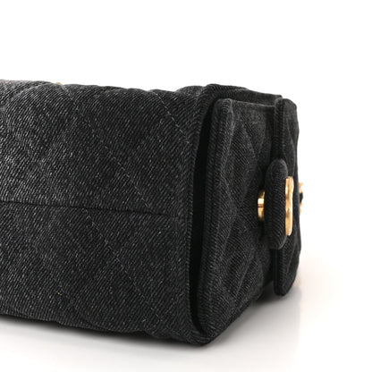 Washed Denim Quilted Mini Chanel 25 Handbag Black