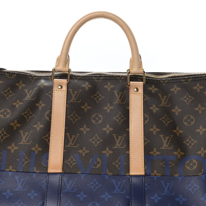 Monogram Split Keepall Bandouliere 50 Pacific Blue