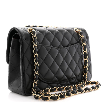 Lambskin Quilted Small Double Flap Black