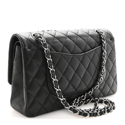 Caviar Quilted Medium Double Flap Black