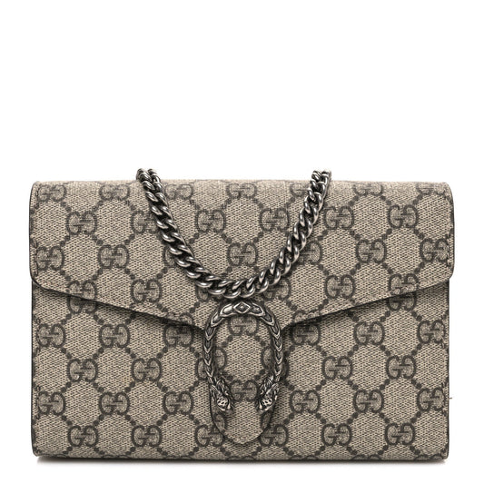 GG Supreme Monogram Mini Dionysus Chain Wallet Beige Taupe