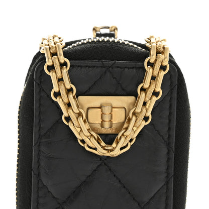 Aged Calfskin Quilted 2.55 Reissue Clutch With Chain Black