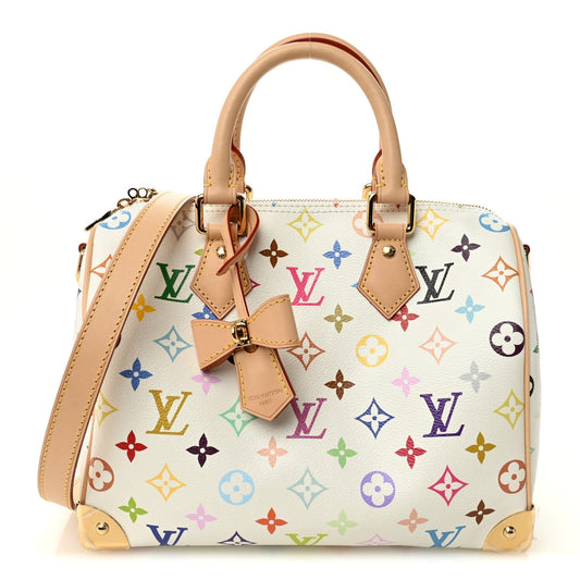 LV X TM Monogram Multicolor Speedy Bandouliere 25 White