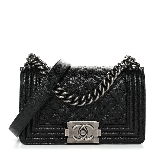 Caviar Quilted Small Boy Flap Black