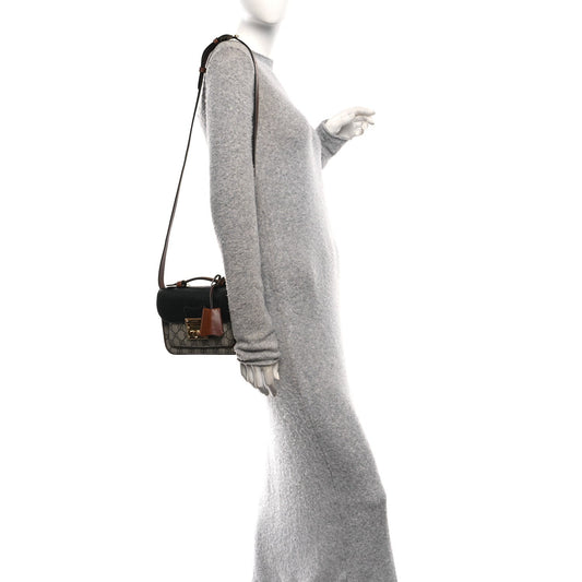 GG Supreme Monogram New Sakai Lux Calfskin Mini Padlock Flap Pocket Shoulder Bag Beige Ebony Black Cuir