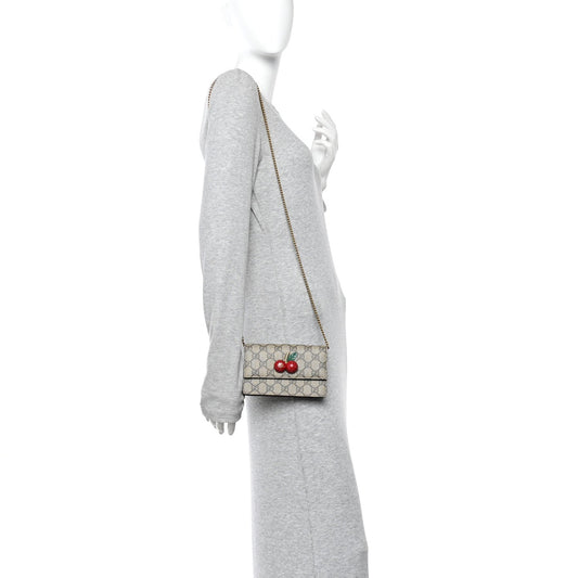 GG Supreme Monogram Mini Cherry Chain Bag