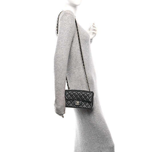 Lambskin Quilted Mini Rectangular Flap Black