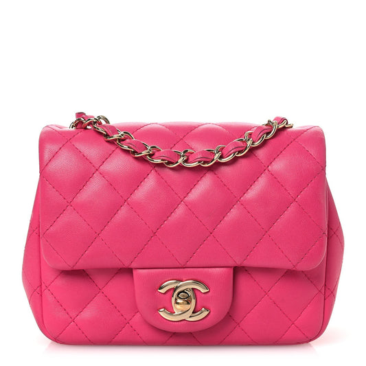 Lambskin Quilted Mini Square Flap Pink