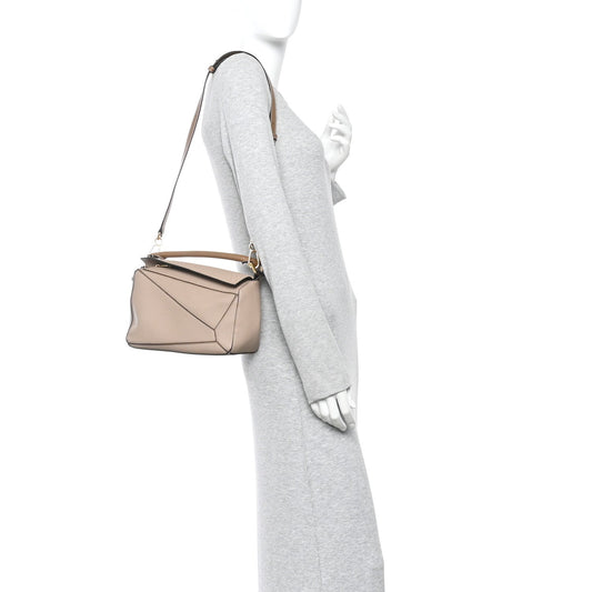 Grained Calfskin Small Puzzle Bag Sand Mink