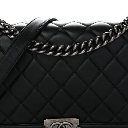 Calfskin Quilted Medium Boy Flap Black