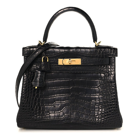 Matte Alligator Kelly Retourne 28 Black