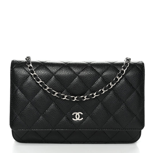 Caviar Quilted Wallet On Chain WOC Black
