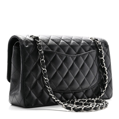 Caviar Quilted Medium Double Flap Black