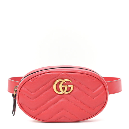 Calfskin Matelasse GG Marmont Belt Bag 75 30 Hibiscus Red