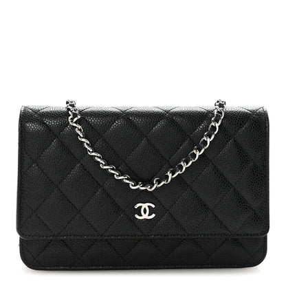 Caviar Quilted Wallet on Chain WOC Black