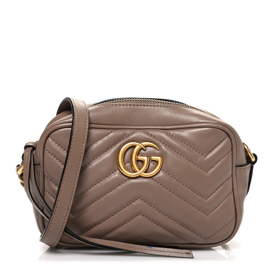 Calfskin Matelasse Mini GG Marmont Chain Shoulder Bag Porcelain Rose