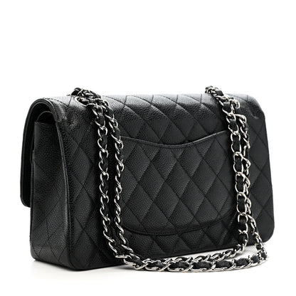 Caviar Quilted Medium Double Flap Black