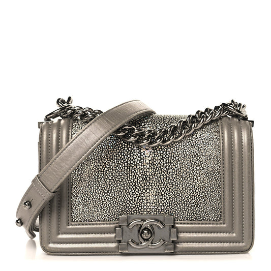 Galuchat Stingray Small Boy Flap Silver