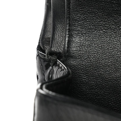 Patent Quilted Medium Double Flap Black