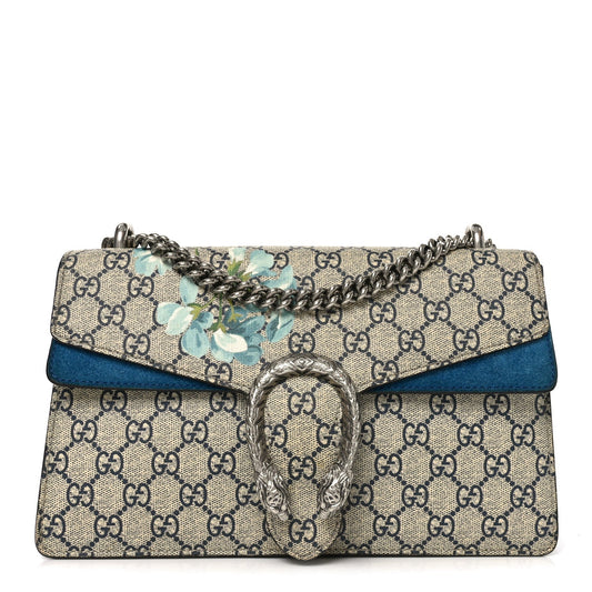 GG Supreme Monogram Blooms Small Dionysus Shoulder Bag Beige Navy Vintage Blue