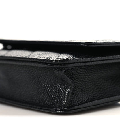Caviar Quilted Wallet on Chain WOC Black