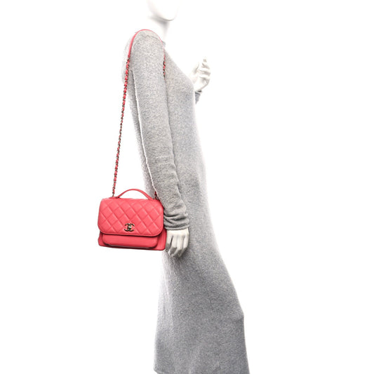 Caviar Quilted Small Business Affinity Flap Dark Pink
