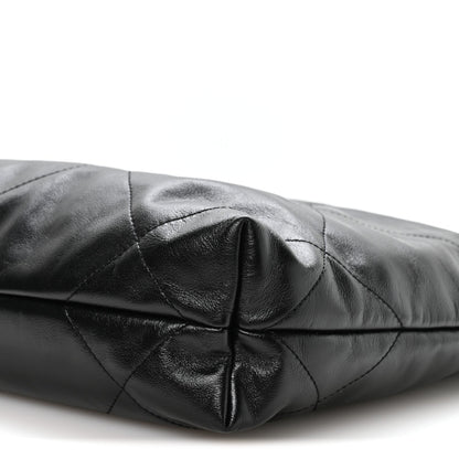 Shiny Calfskin Quilted Small Chanel 22 Black