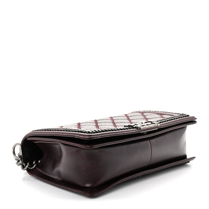 Goatskin Quilted New Medium Boy Handle Flap Burgundy