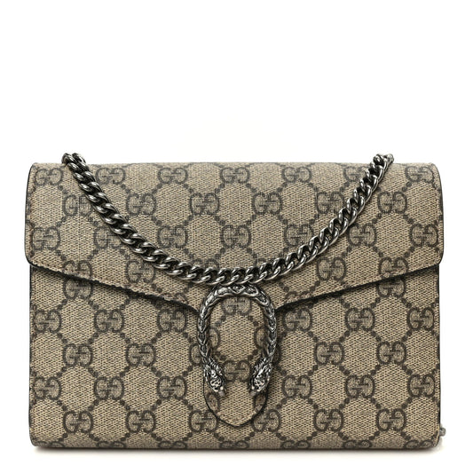 GG Supreme Monogram Mini Dionysus Chain Wallet Beige Taupe