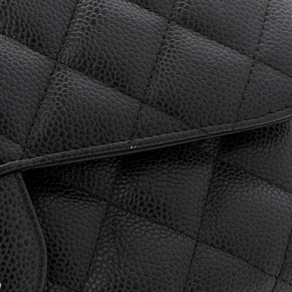 Caviar Quilted Jumbo Double Flap Black