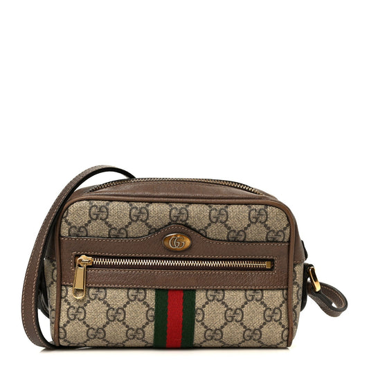 GG Supreme Monogram Web Mini Ophidia Shoulder Bag Brown