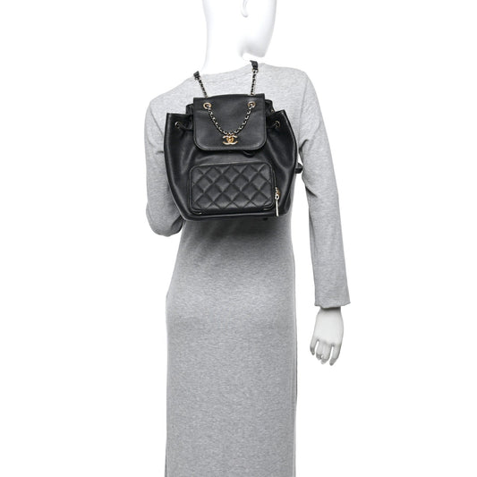 Caviar Quilted Business Affinity Backpack Black